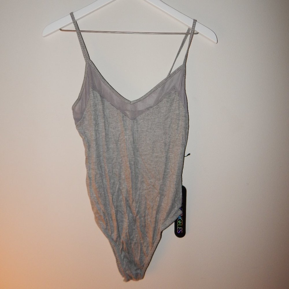 Gray Ribbed Bodysuit